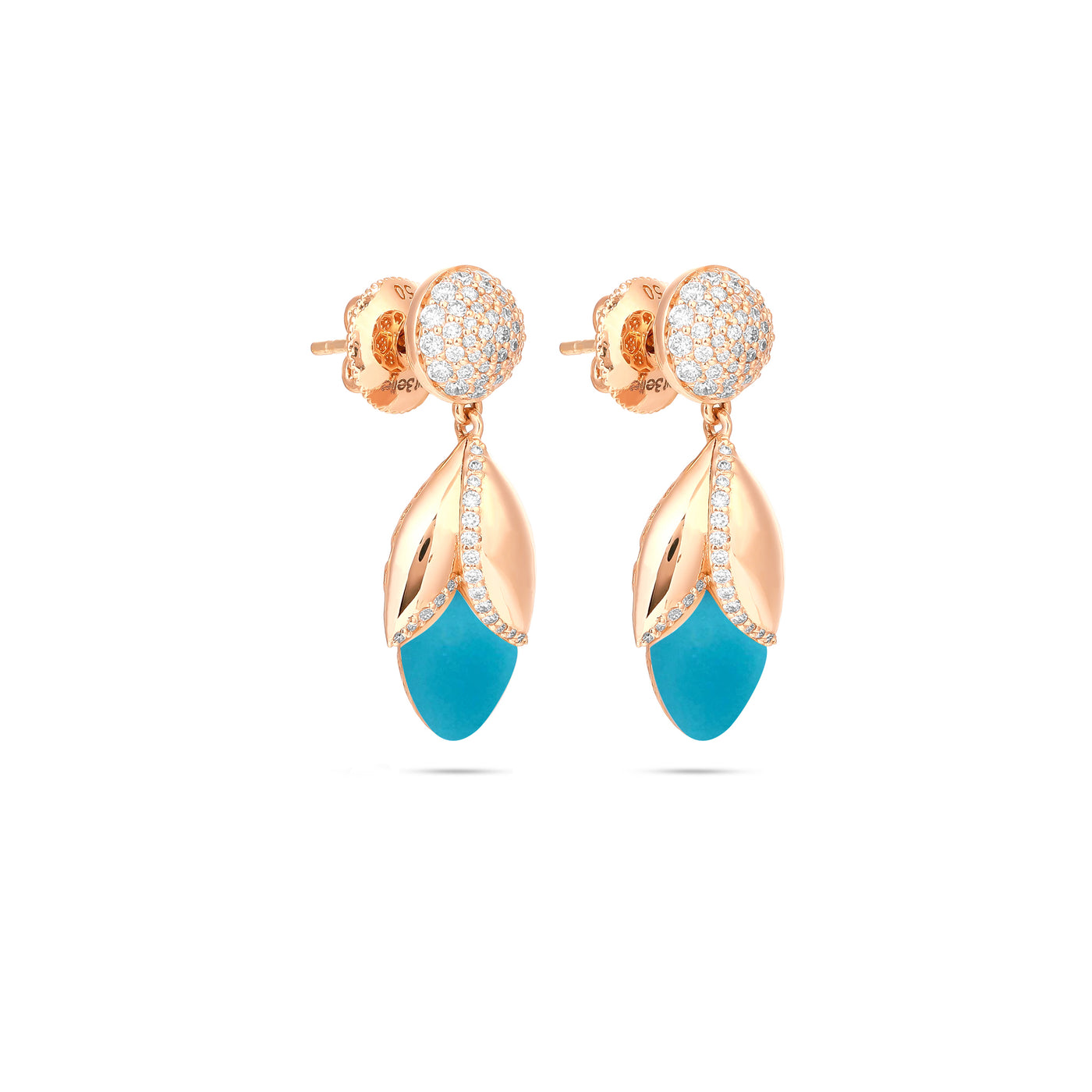 RONZA Rose Gold Diamond Earring with Turquoise