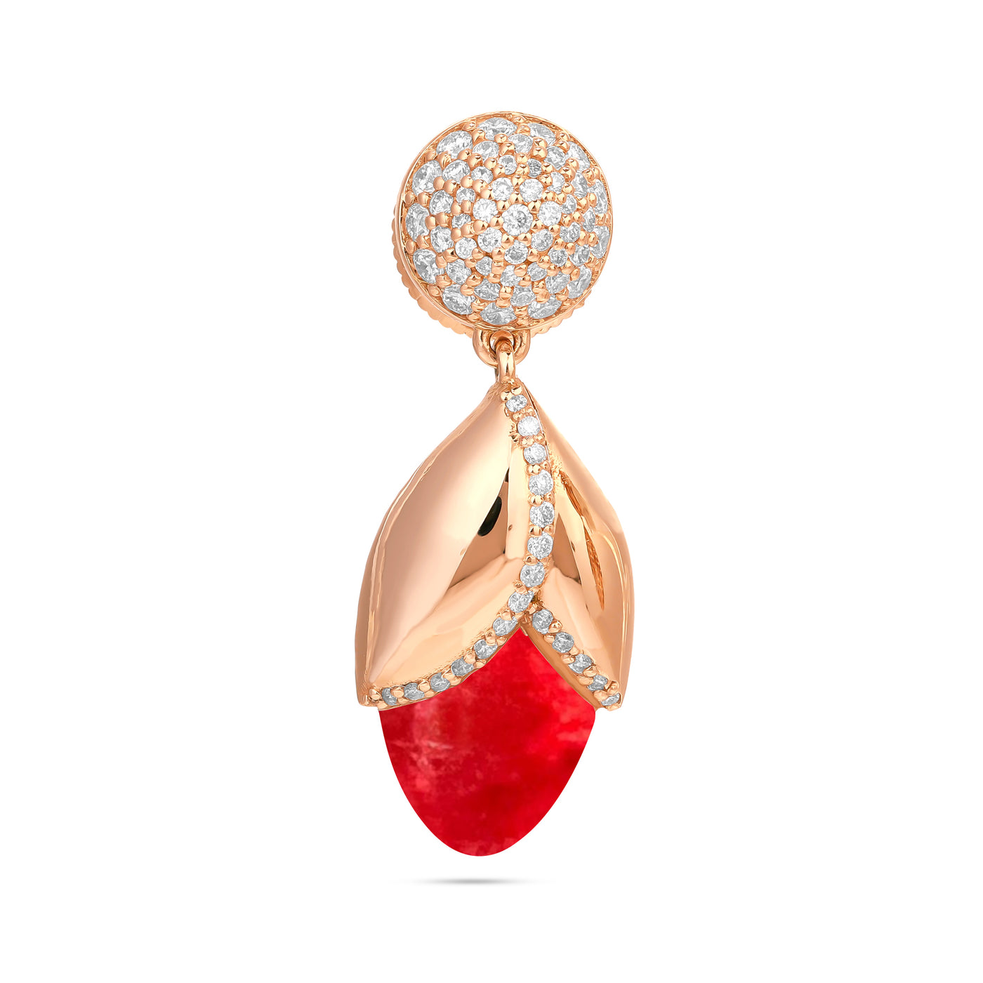 RONZA Rose Gold Diamond Earring with Cherry Quartz