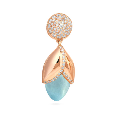 RONZA Rose Gold Diamond Earring with Blue Chalcedony