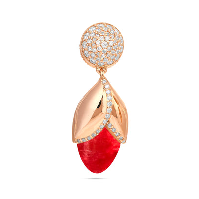 RONZA Rose Gold Diamond Earring with Cherry Quartz