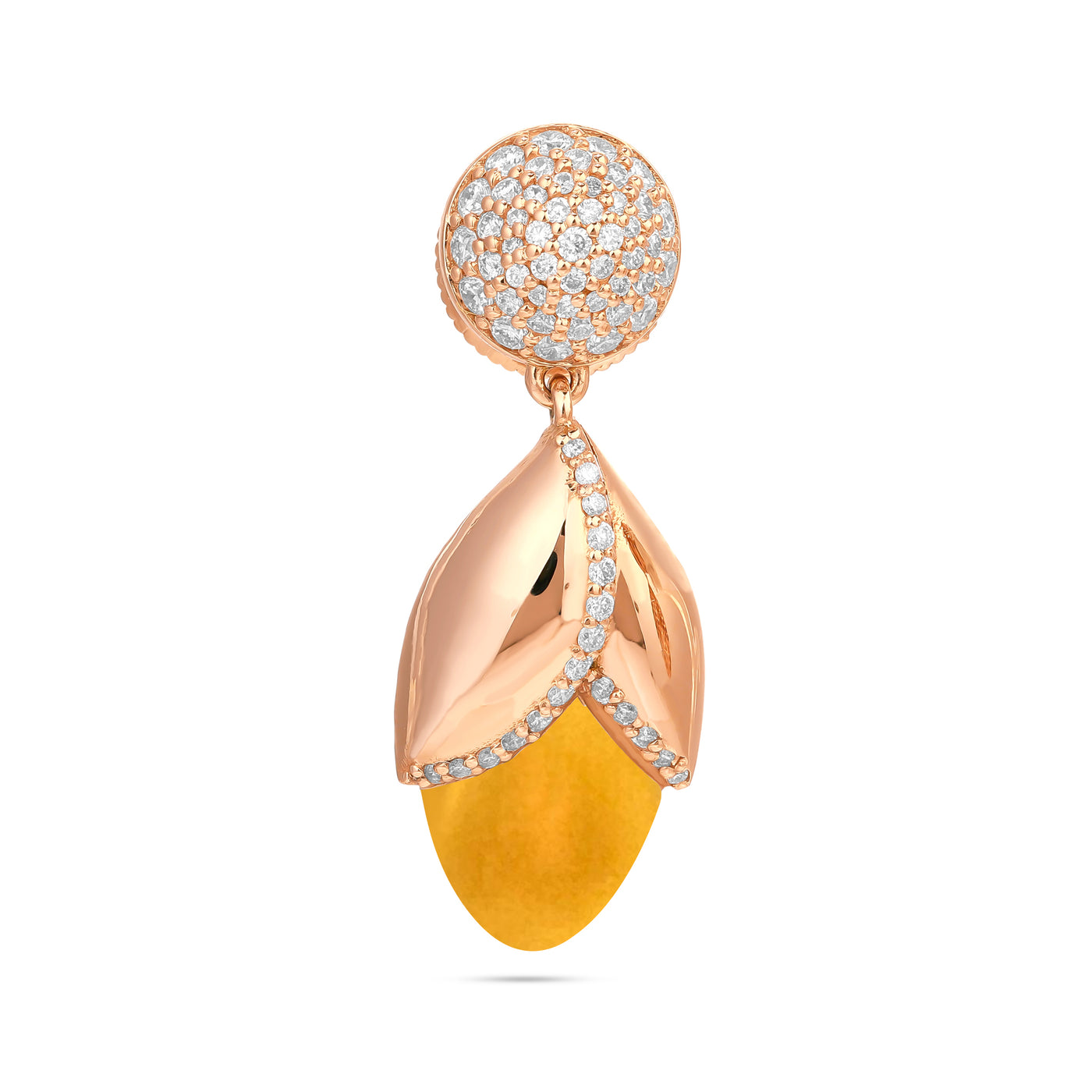 RONZA Rose Gold Diamond Earring with Yellow Agate