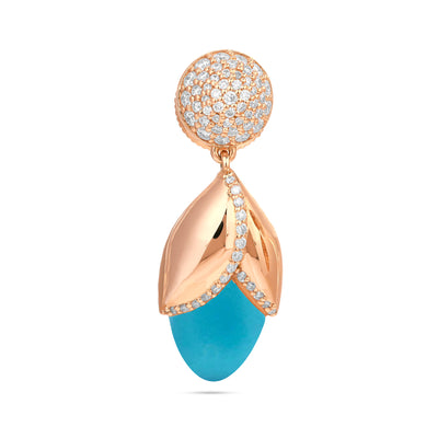 RONZA Rose Gold Diamond Earring with Turquoise