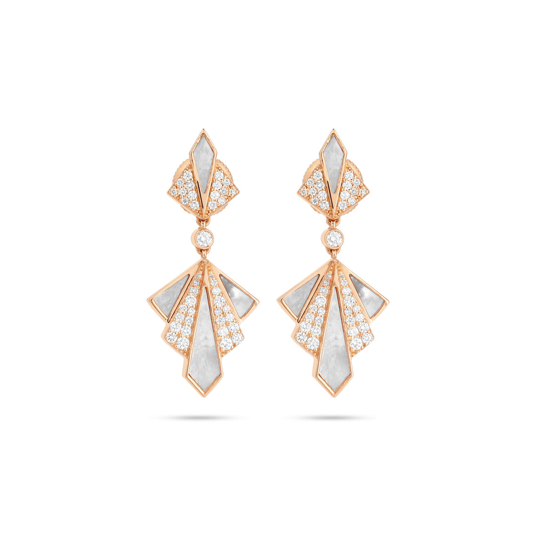 VISTA Rose Gold Mother Of Pearl Round Diamond Earring