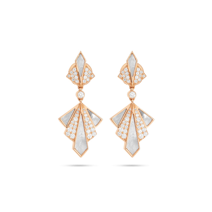 VISTA Rose Gold Mother Of Pearl Round Diamond Earring