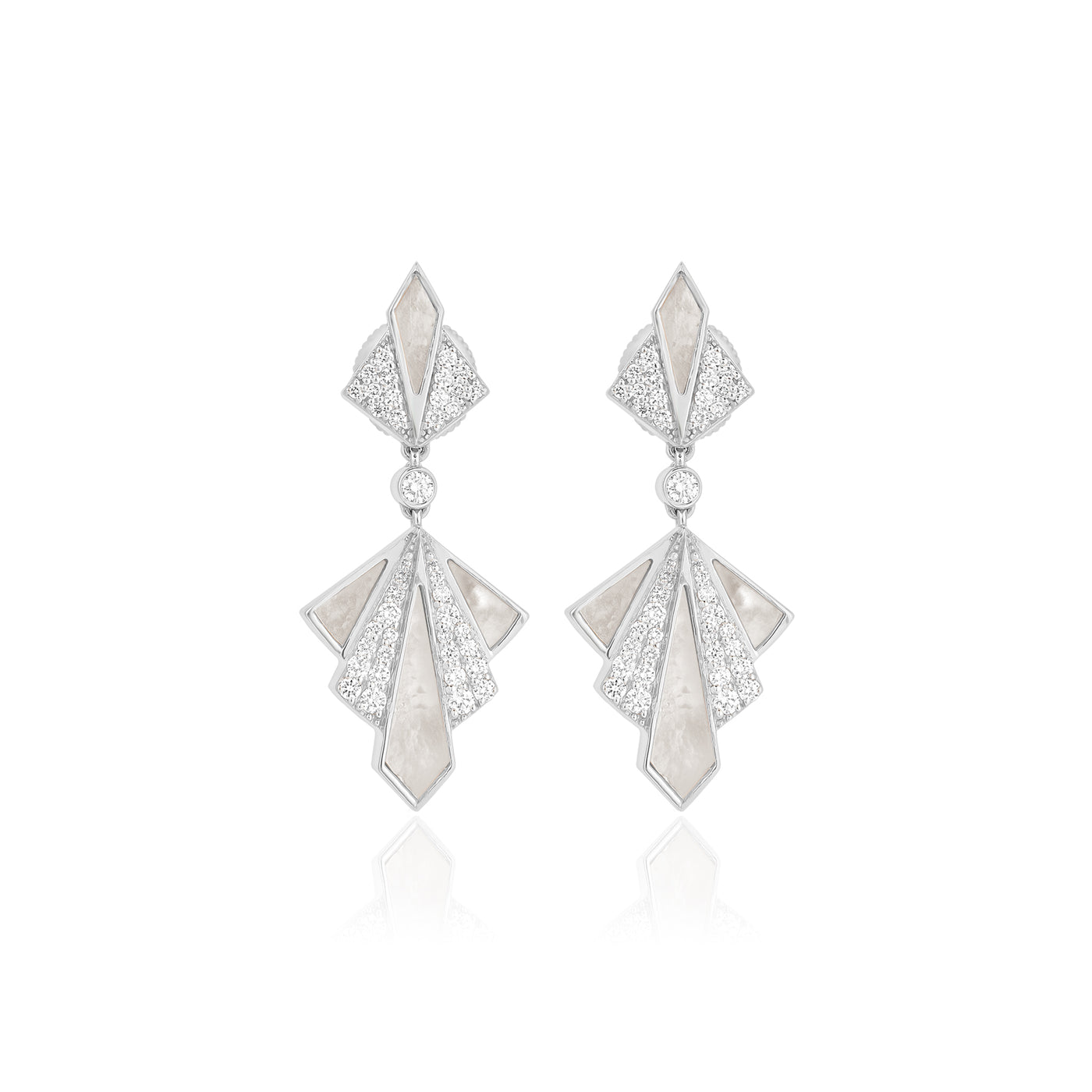 VISTA White Gold Mother Of Pearl Round Diamond Earring