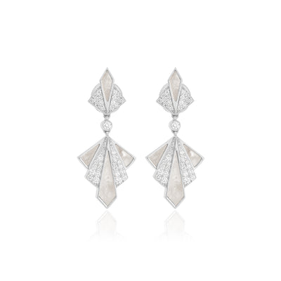 VISTA White Gold Mother Of Pearl Round Diamond Earring