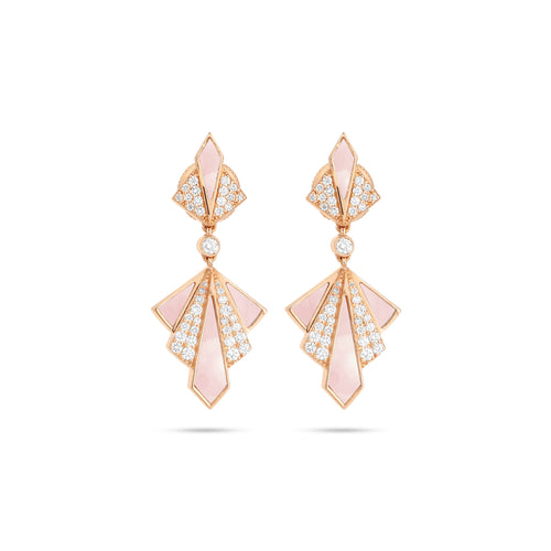 Rose Gold Diamonds Earring VISTA Rose Gold Pink quartz Diamond Earring