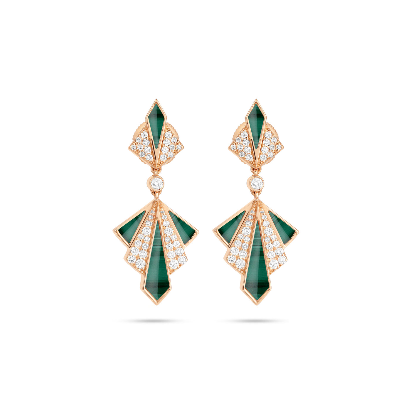 VISTA Rose Gold Malachite Round Diamond Earring