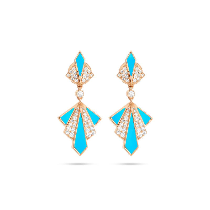 VISTA Rose Gold Turquoise Diamond Earring