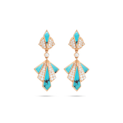 Rose Gold Diamond Earrings VISTA Rose Gold Turquoise Diamond Earring