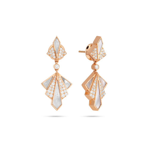 VISTA Rose Gold Mother Of Pearl Round Diamond Earring VISTA Rose Gold Mother Of Pearl Round Diamond Earring