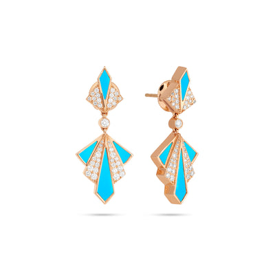 VISTA Rose Gold Mother Of Pearl Round Diamond Earrings