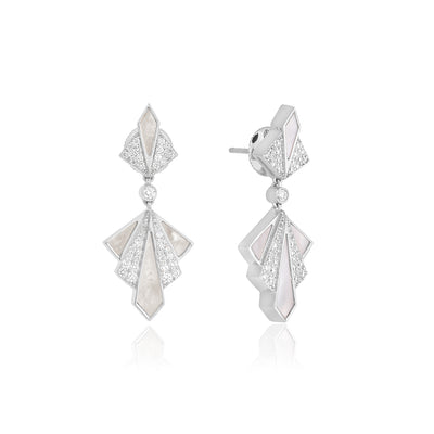 VISTA White Gold Mother Of Pearl Round Diamond Earring