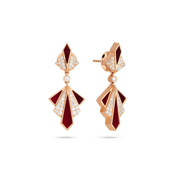 VISTA Rose Gold black onyx Round Diamond Earrings