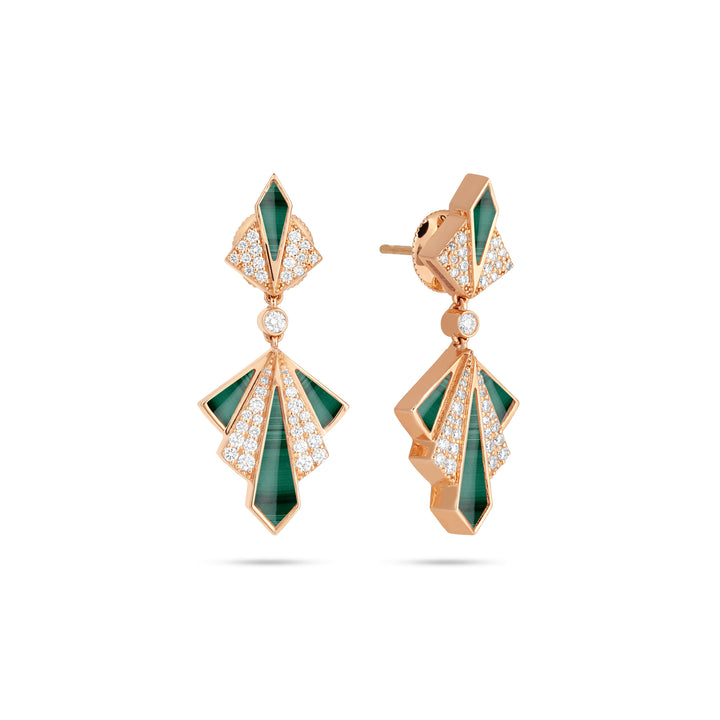 VISTA Rose Gold black onyx Round Diamond Earrings