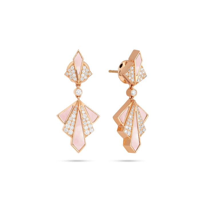 VISTA Rose Gold black onyx Round Diamond Earrings
