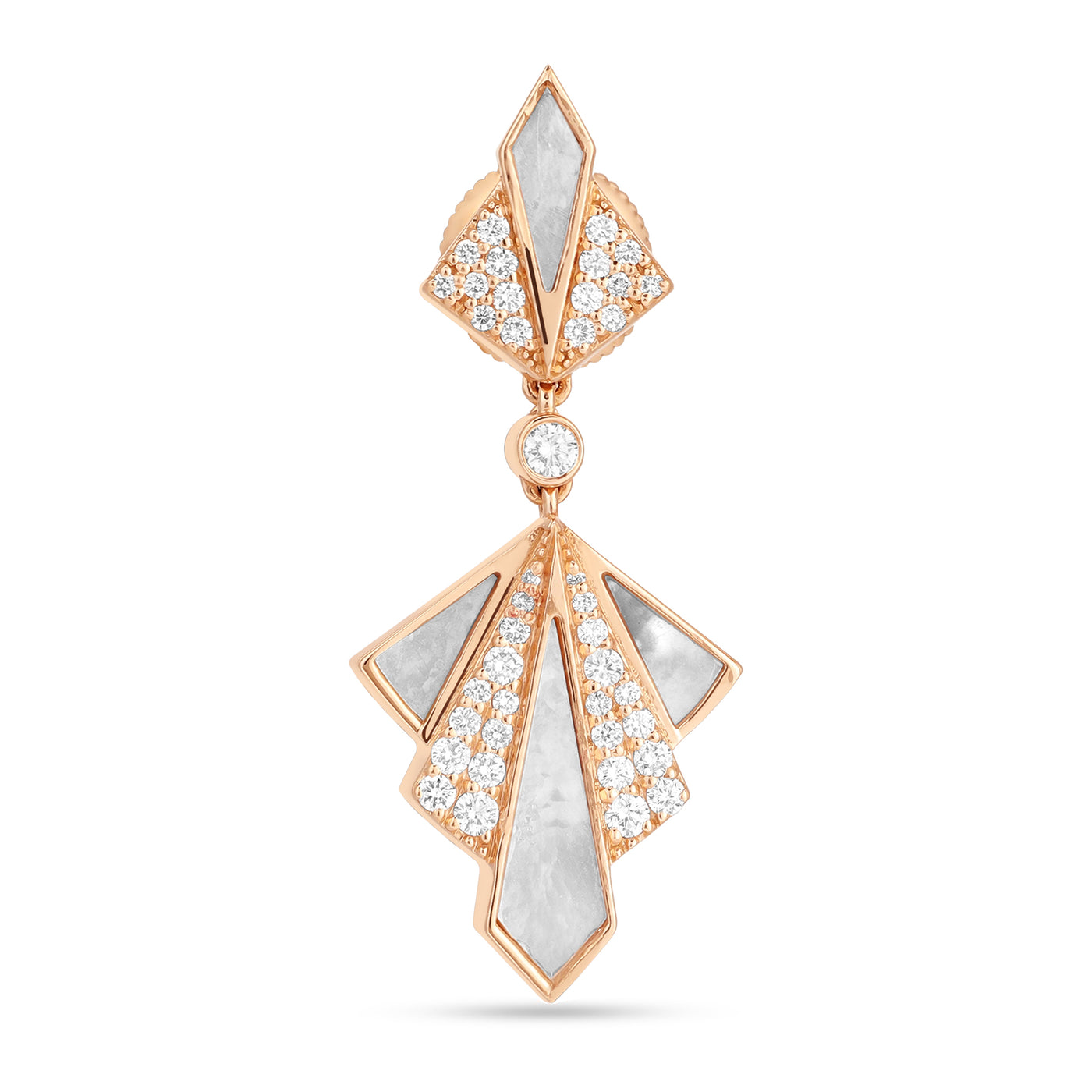 VISTA Rose Gold Mother Of Pearl Round Diamond Earring