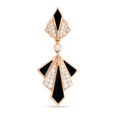 VISTA Rose Gold black onyx Round Diamond Earring