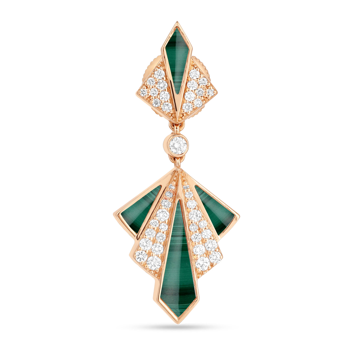 VISTA Rose Gold Malachite Round Diamond Earring