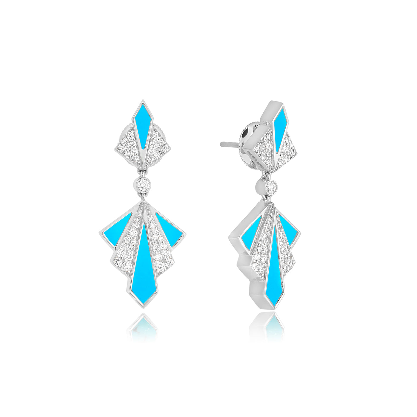 VISTA White Gold Mother Of Pearl Round Diamond Earring