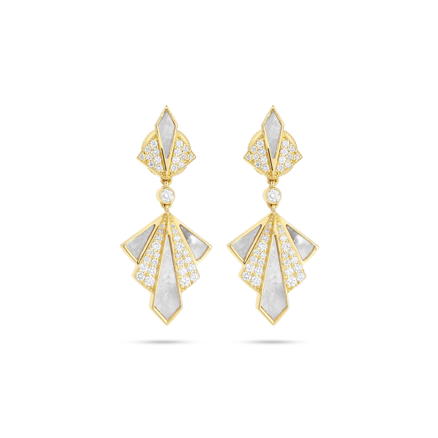 VISTA Yellow Gold Mother of pearl Diamond Earring