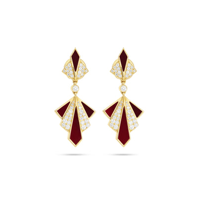 Yellow Gold Diamond Earrings VISTA Yellow Gold Carnelian Diamond Earring