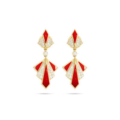 VISTA Yellow Gold Cherry Quartz Diamond Earring