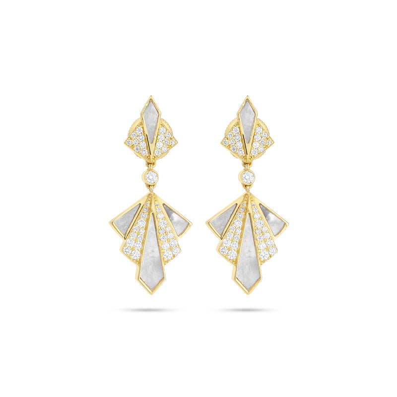 VISTA Yellow Gold Mother of pearl Diamond Earring