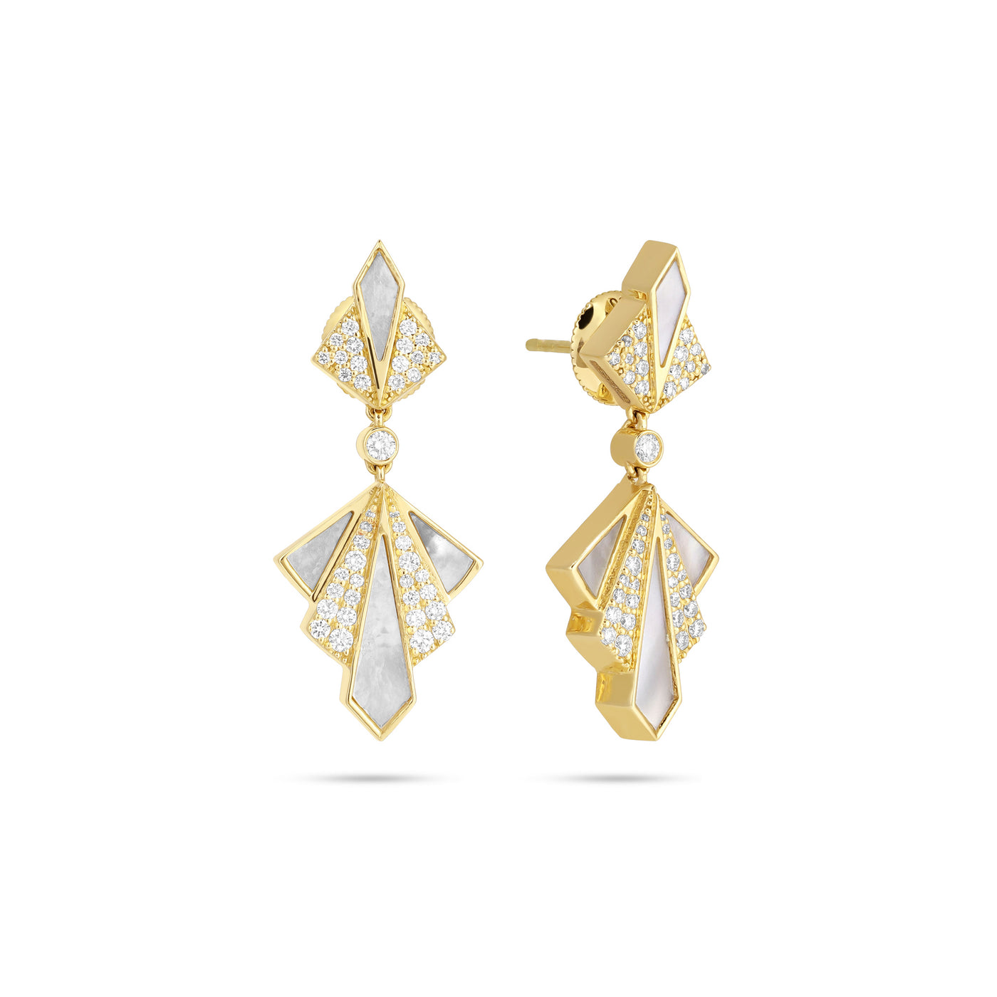 VISTA Yellow Gold Red Agate Diamond Earrings