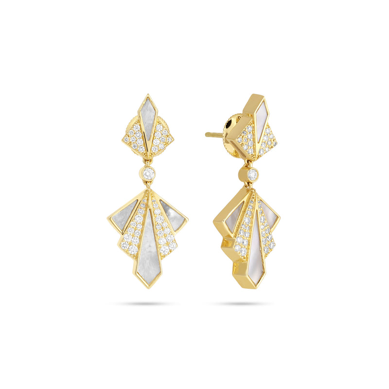 VISTA Yellow Gold Mother of pearl Diamond Earrings