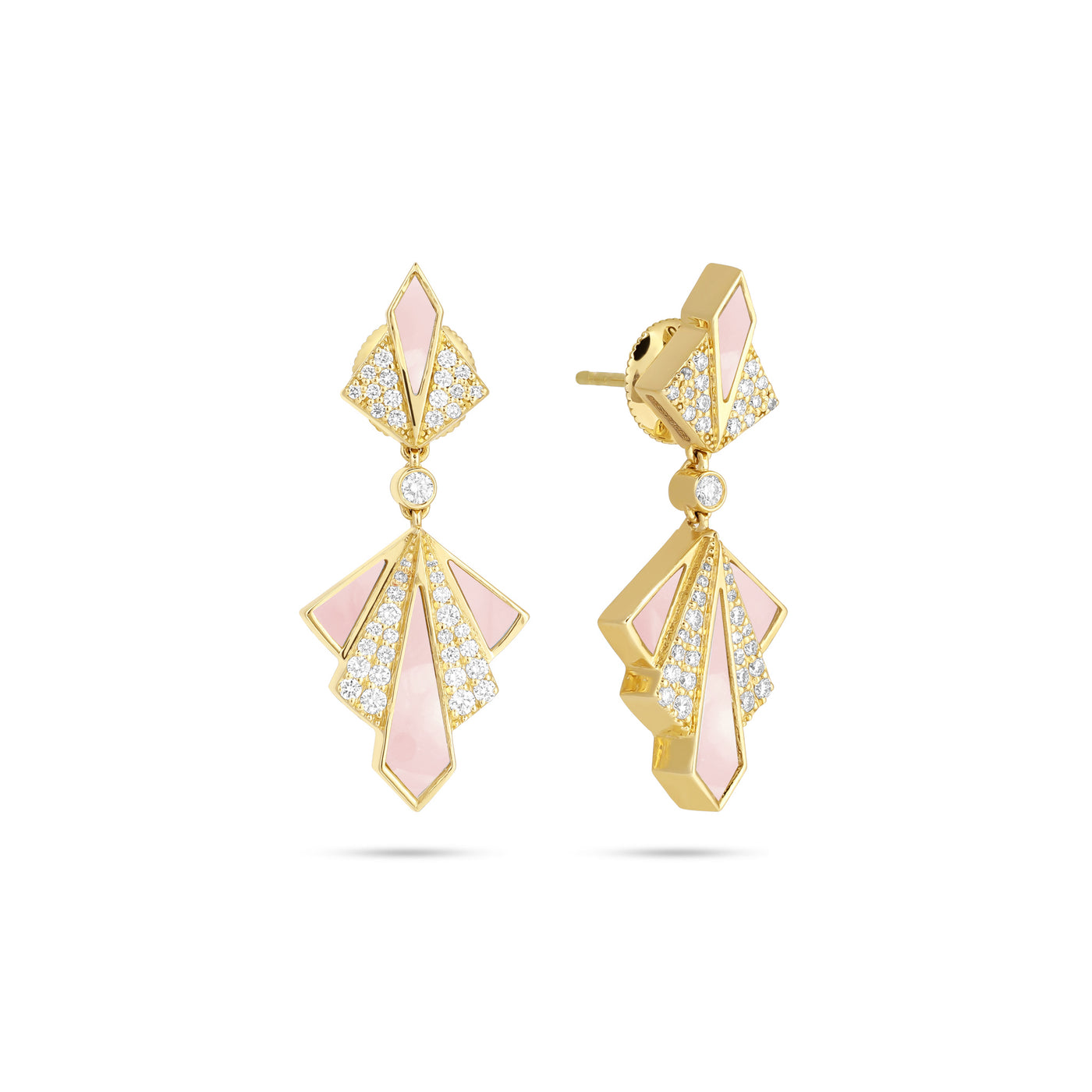VISTA Yellow Gold Mother of pearl Diamond Earrings
