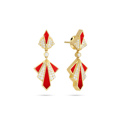 VISTA Yellow Gold Cherry Quartz Diamond Earring
