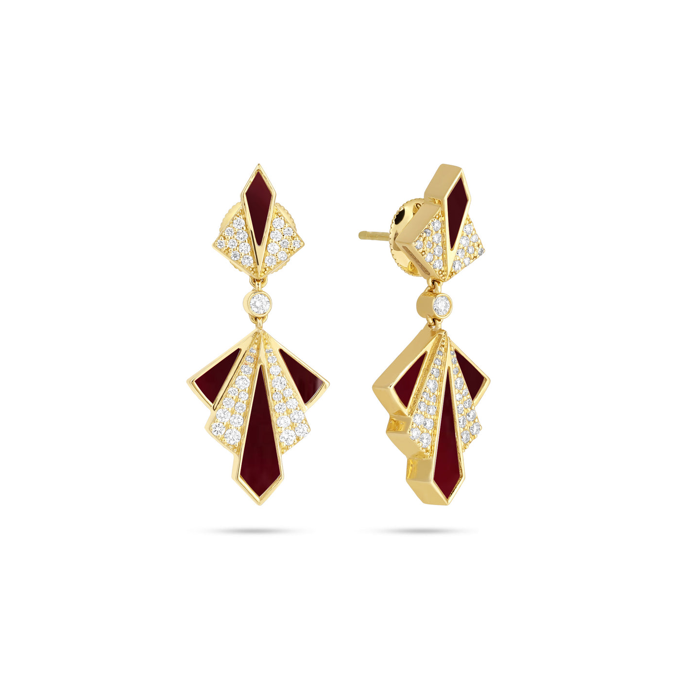 VISTA Yellow Gold Mother of pearl Diamond Earrings