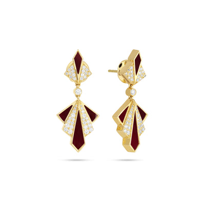 VISTA Yellow Gold Mother of pearl Diamond Earrings