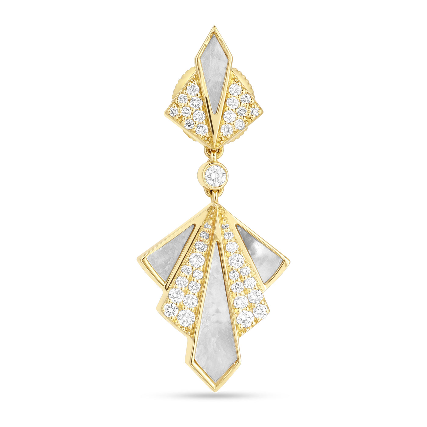 VISTA Yellow Gold Mother of pearl Diamond Earring