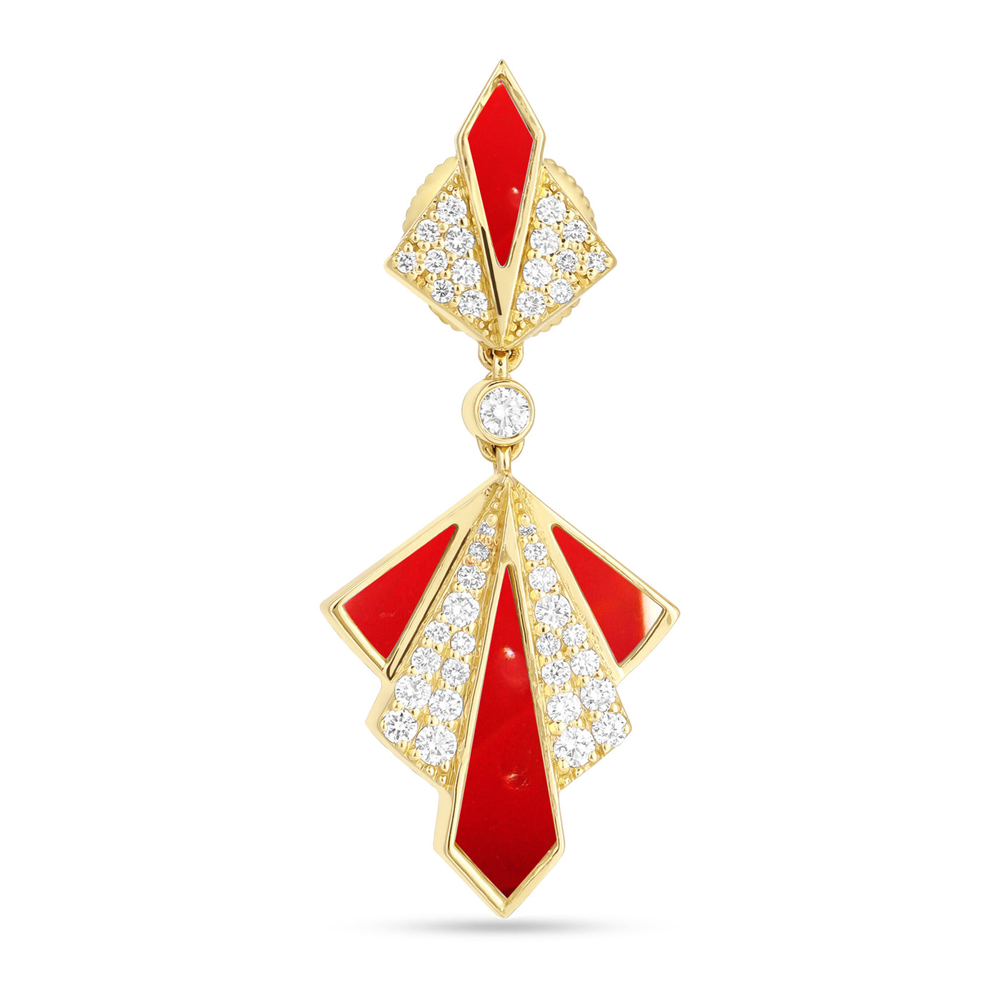 VISTA Yellow Gold Cherry Quartz Diamond Earring
