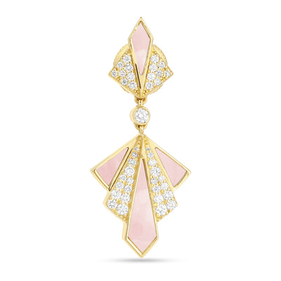 VISTA Yellow Gold Pink quartz Diamond Earring