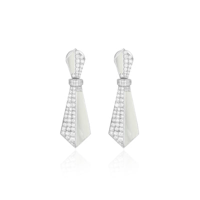 VISTA White Gold Diamond Earring with natural Mother of pearl