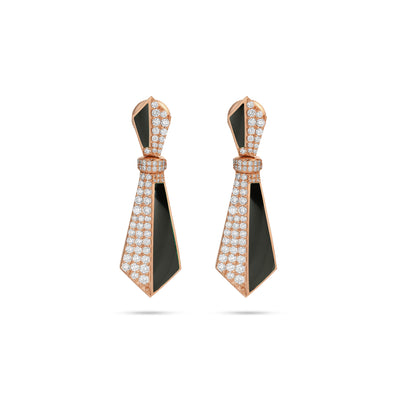 Rose Gold Diamond Earring VISTA Rose Gold Diamond Earring with natural black onyx