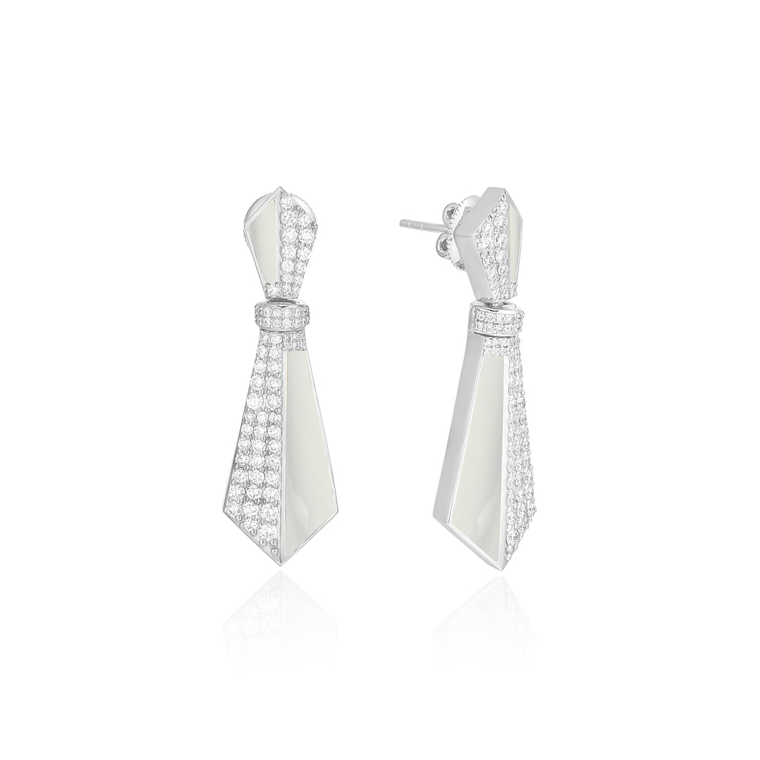 VISTA White Gold Diamond Earrings with Black Onyx