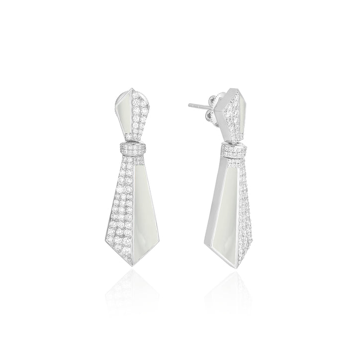 VISTA White Gold Diamond Earrings with Black Onyx