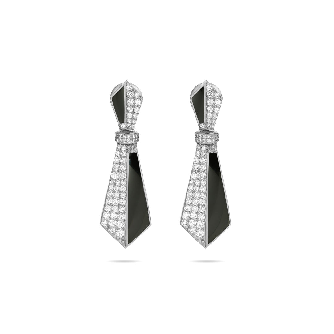 VISTA White Gold Diamond Earrings with Black Onyx