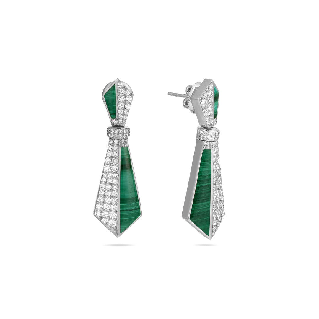 VISTA White Gold Diamond Earrings with Black Onyx