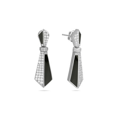 VISTA White Gold Diamond Earring with Black Onyx