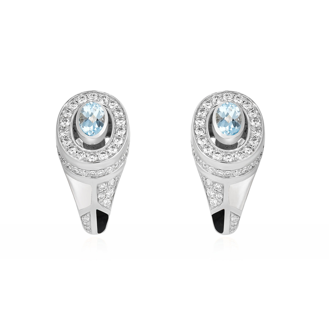 D' OPRAH White Gold Diamond Earring natural aquamarine