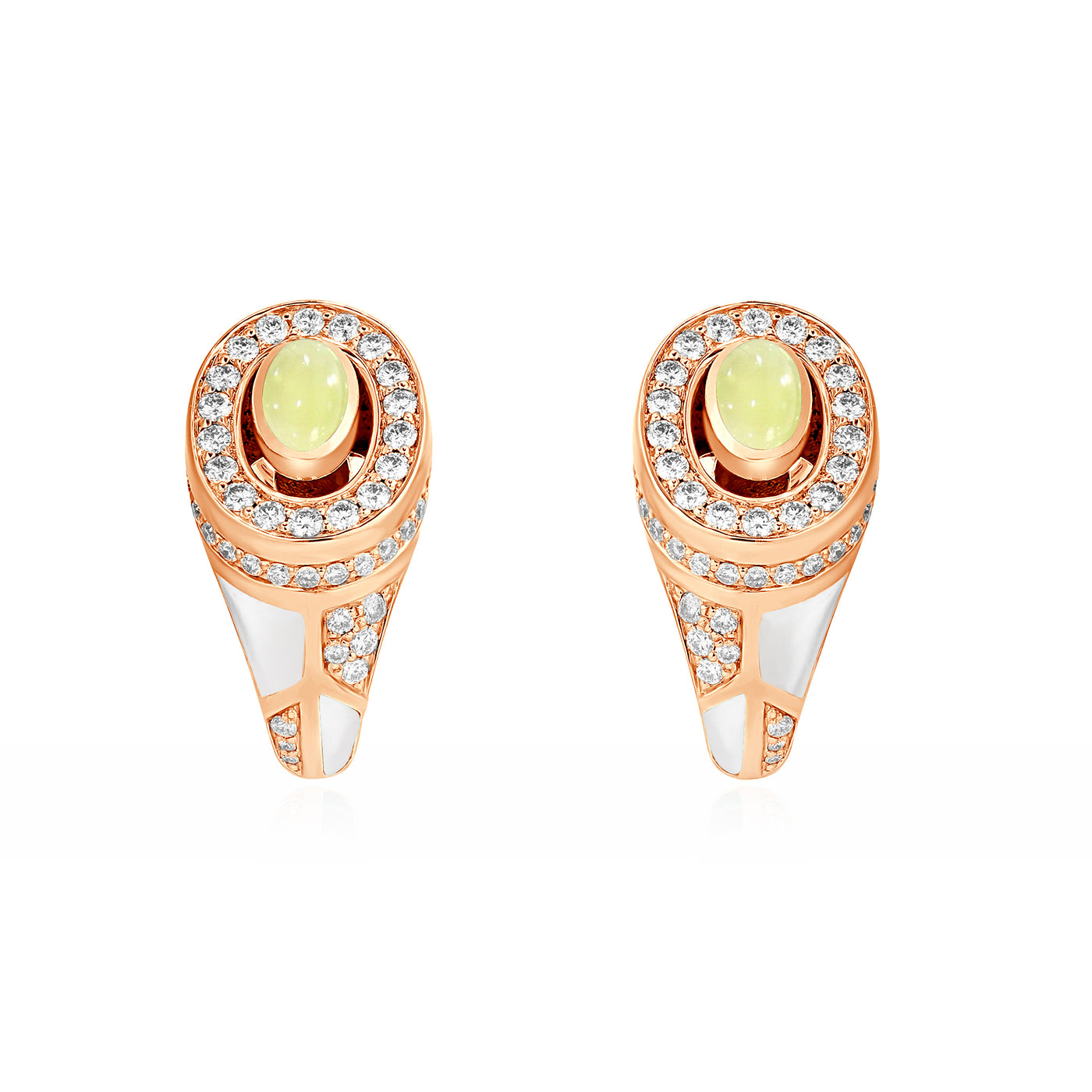 D' OPRAH Rose Gold Diamond Earring natural lemon quartz