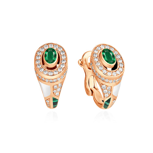 D' OPRAH Rose Gold Diamond Earring with natural emerald D' OPRAH Rose Gold Diamond Earring Natural emerald