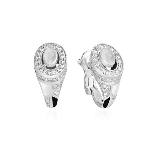 D' OPRAH White Gold Diamond Earring natural Moon Stone D' OPRAH White Gold Diamond Earring natural Moon Stone