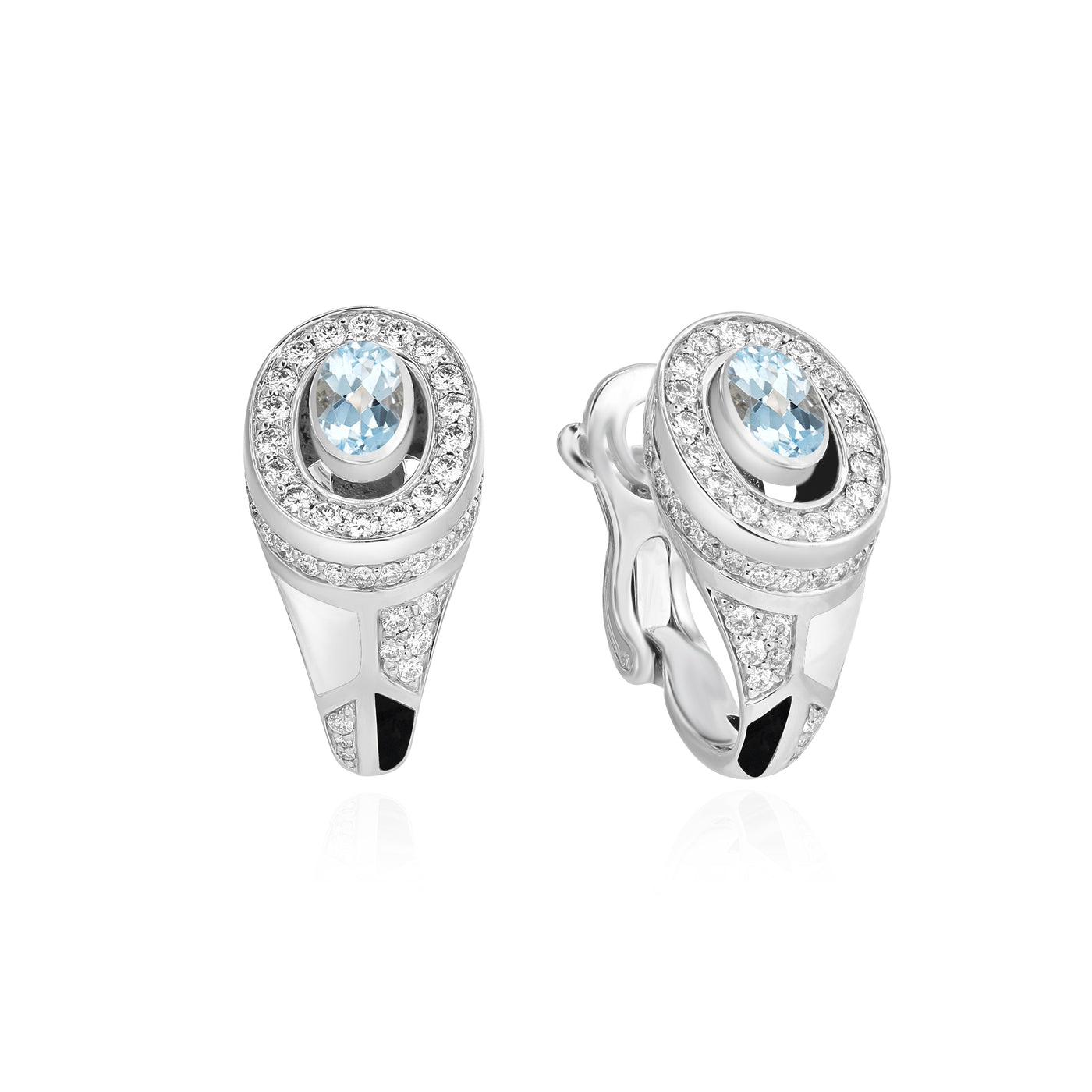 D' OPRAH White Gold Diamond Earring natural aquamarine