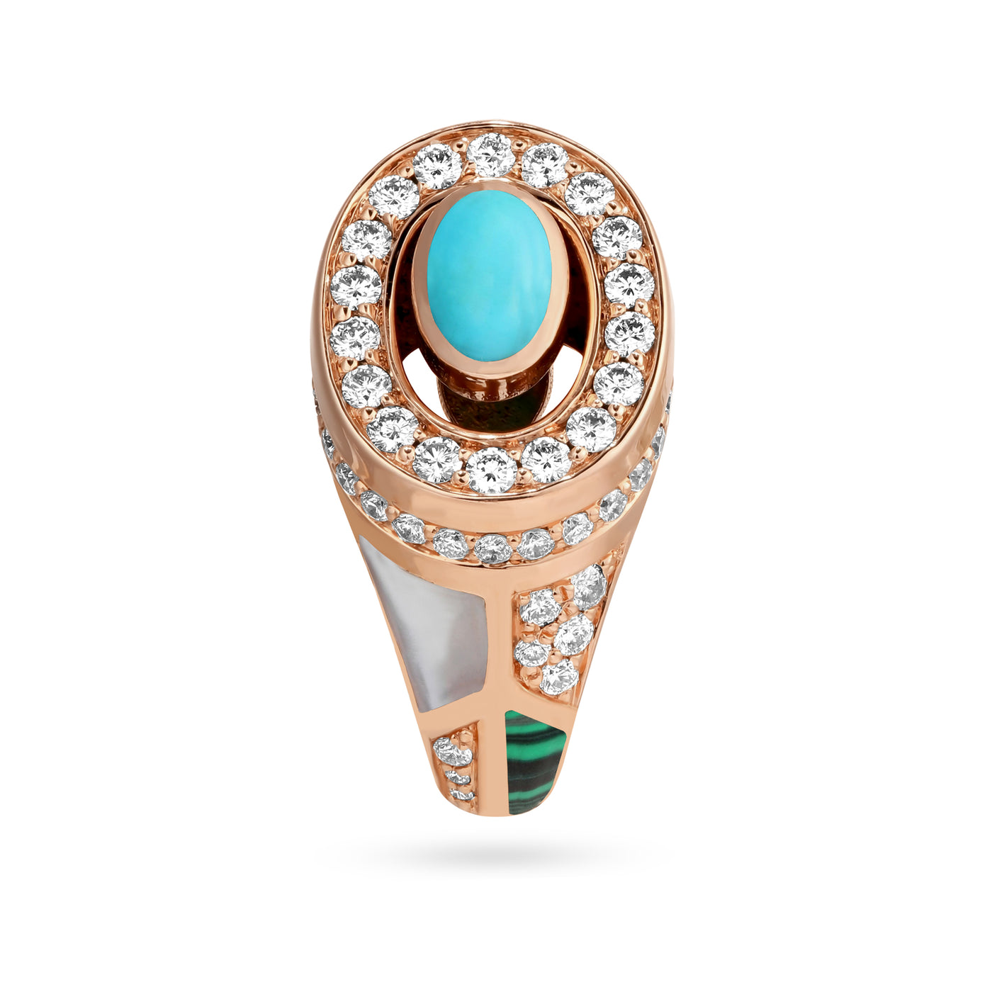 D' OPRAH Rose Gold Diamond Earring natural turquoise